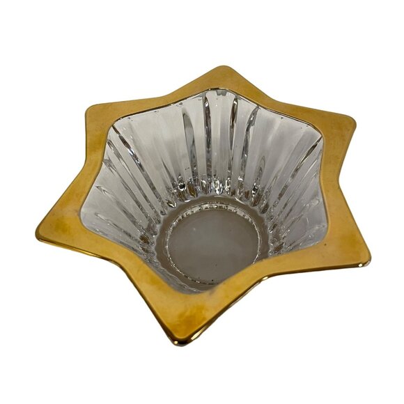 Mikasa Diamond Fire Gold Votive Candle Holder Candy Dish Star Sun Shaped 5" Japa - Picture 5 of 6